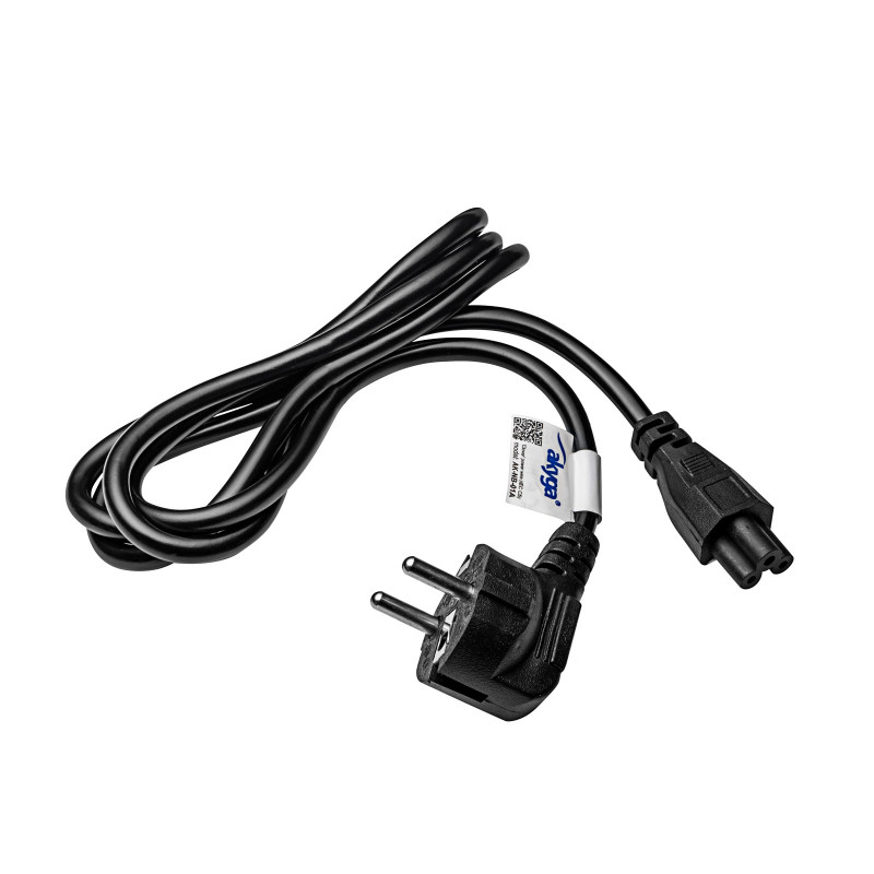 Akyga AK-NB-01A Notebook-Netzkabel CEE 7/7 auf IEC C5 (Kleeblatt), 3x 0,5 mm², 1,5 m, Schwarz