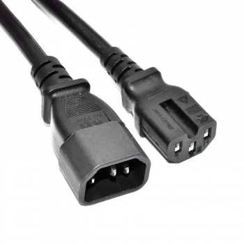 Akyga AK-UP-05 Server-Stromverlängerungskabel IEC C14 auf IEC C15, Kupfer 3x1 mm², 1 m, Schwarz