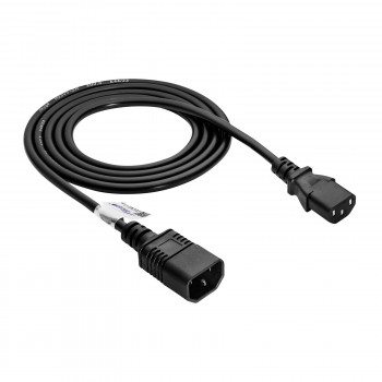 Akyga AK-PC-03C Strom-Verlängerungskabel IEC C14 auf IEC C13, Kupfer 3x0,75 mm², 1,8 m, Schwarz