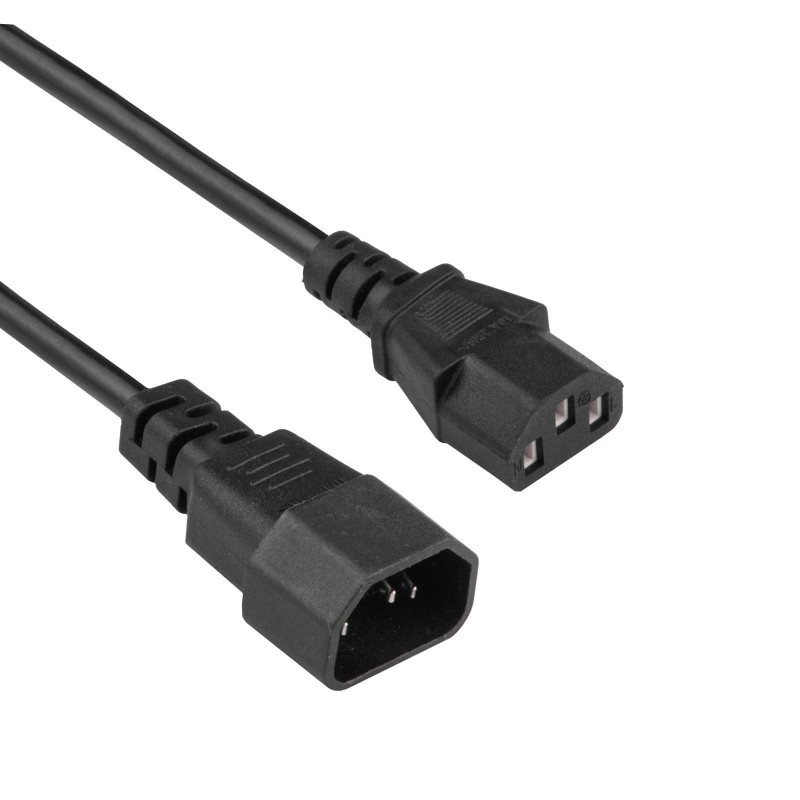 Akyga AK-PC-14A IEC C14 auf IEC C13 Stromverlängerungskabel, 3x 0,5 mm², 0,5 m, Schwarz