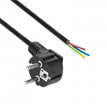 Akyga AK-OT-01S CEE 7/7 Netzkabel mit offenem Ende, 3x 1,5 mm² Kupfer, 1,5 m, Schwarz