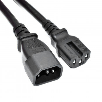 Akyga AK-UP-07 Server-Stromverlängerungskabel IEC C14 auf IEC C15, Kupfer 3x1 mm², 3 m, Schwarz