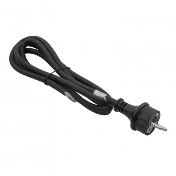 Akyga AK-OT-02S CEE 7/7 Gummi-Netzkabel mit offenem Ende, H05RR-F 3x 1,5 mm², 1,8 m, Schwarz