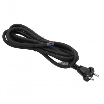 Akyga AK-OT-05S CEE 7/17 Gummi-Netzkabel mit offenem Ende, H05RR-F 2x 1,5 mm², 3 m, Schwarz