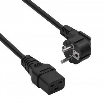 Akyga AK-UP-01S Server-Netzkabel CEE 7/7 (Schuko) auf IEC C19, Kupfer 3 x 1,5 mm², 16 A, 1,8 m, Schwarz