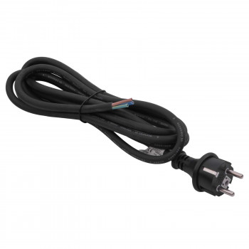 Akyga AK-OT-03S CEE 7/7 Gummi-Netzkabel mit offenem Ende, H05RR-F 3x 1,5 mm², 3 m, Schwarz