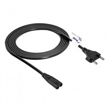 Akyga AK-RD-02A Netzkabel CEE 7/16 (Eurostecker) auf IEC C7 (Achter), CCA 2 x 0,5 mm², 3 m, Schwarz