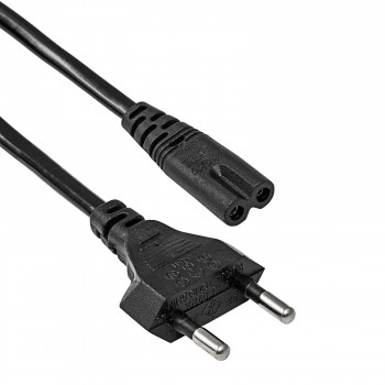 Akyga AK-RD-02A Netzkabel CEE 7/16 (Eurostecker) auf IEC C7 (Achter), CCA 2 x 0,5 mm², 3 m, Schwarz