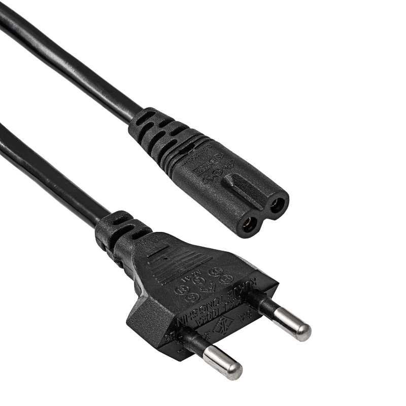 Akyga AK-RD-02A Netzkabel CEE 7/16 (Eurostecker) auf IEC C7 (Achter), CCA 2 x 0,5 mm², 3 m, Schwarz