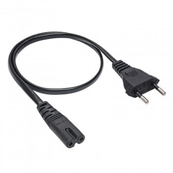 Akyga AK-RD-04A Netzkabel CEE 7/16 (Eurostecker) auf IEC C7 (Achter), CCA 2 x 0,5 mm², 0,5 m, Schwarz