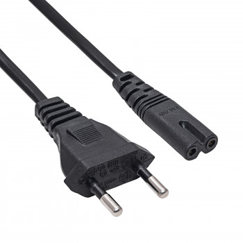 Akyga AK-RD-04A Netzkabel CEE 7/16 (Eurostecker) auf IEC C7 (Achter), CCA 2 x 0,5 mm², 0,5 m, Schwarz