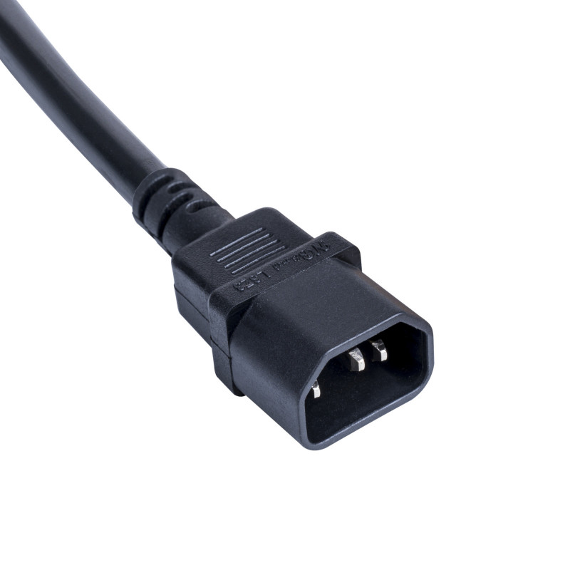 Akyga AK-PC-13A Netzadapterkabel IEC C14 auf CEE 7/3 (Schuko) Buchse, Kupfer 3 x 0,75 mm², 1 m, Schwarz