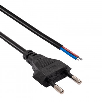 Akyga AK-OT-04A Netzkabel mit offenem Ende CEE 7/16 (Eurostecker), Kupfer 2 x 0,5 mm², 1,5 m, Schwarz