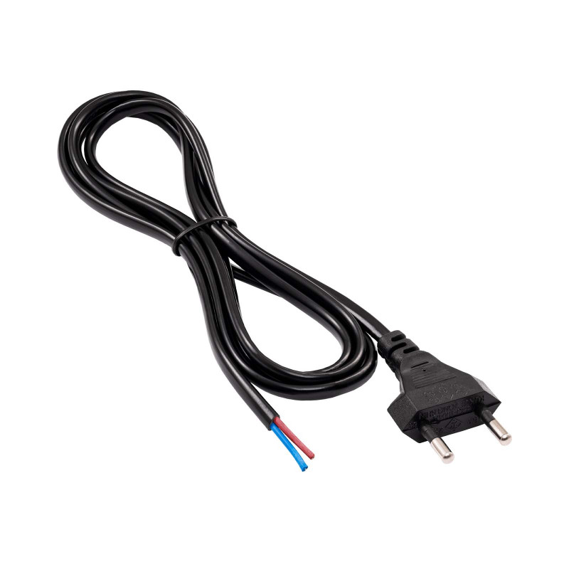 Akyga AK-OT-04A Netzkabel mit offenem Ende CEE 7/16 (Eurostecker), Kupfer 2 x 0,5 mm², 1,5 m, Schwarz