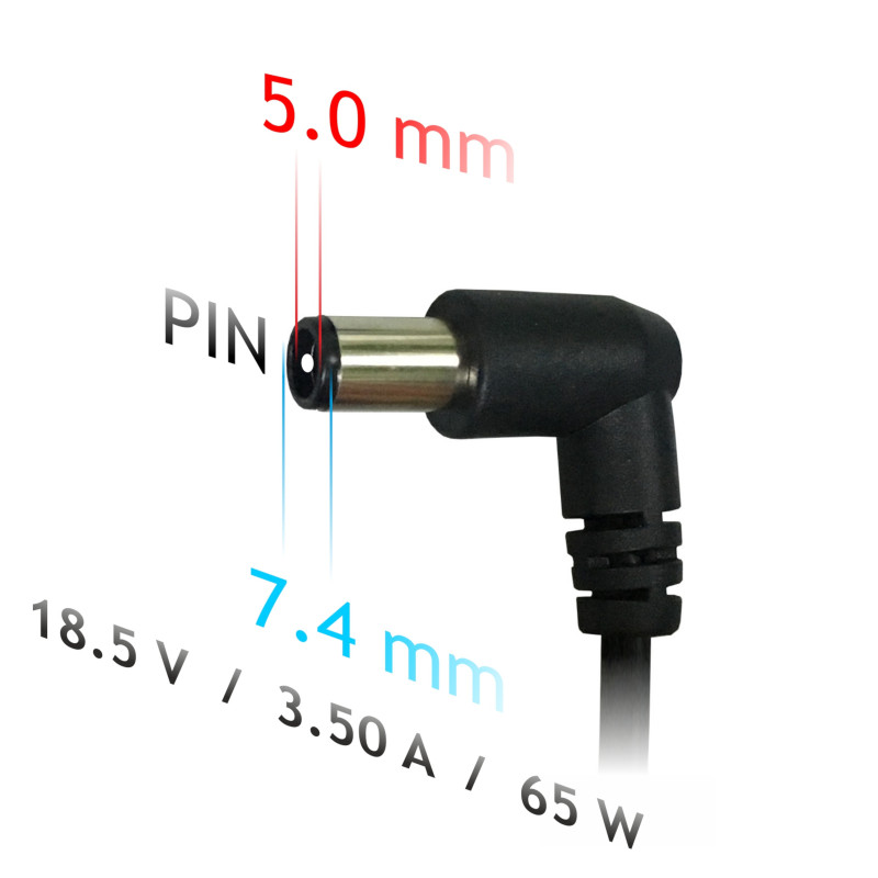 Akyga AK-ND-03 Notebook-Netzteil 18,5 V / 3,5 A, 65 W, 7,4 x 5,0 mm + Pin, 1,2 m, für HP