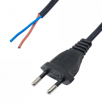 Akyga AK-OT-05A Netzkabel mit offenem Ende CEE 7/16 (Eurostecker), Kupfer 2 x 0,75 mm², 1,5 m, Schwarz