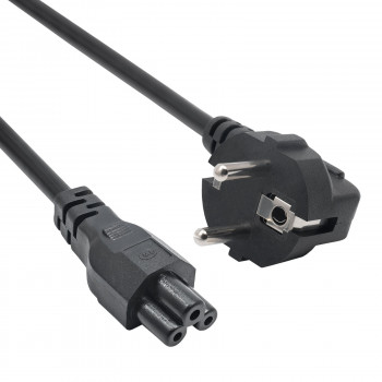 Akyga AK-NB-08C Notebook-Netzkabel CEE 7/7 auf IEC C5, 3x 0,75 mm² Kupfer, 1 m, Schwarz