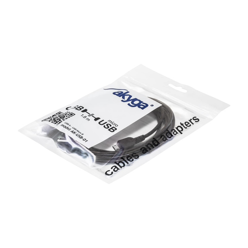 Akyga AK-USB-01 USB 2.0 Kabel USB-A (M) auf Micro USB-B (M), 1,8 m, Schwarz