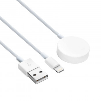 Akyga AK-SW-43 Ladekabel für Apple Watch Ultra 2 / Series 9/8/7/6/5/4/3/2/1 mit Lightning-Anschluss, USB, 1 m, weiß