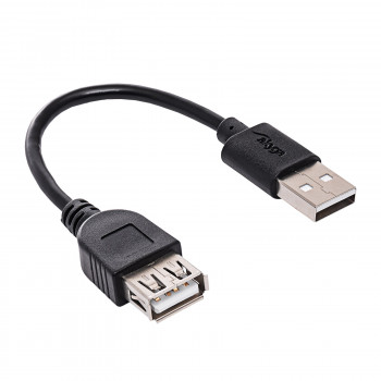 Akyga AK-USB-23 USB 2.0 Verlängerungskabel USB-A (M) auf USB-A (F), 15 cm, Schwarz