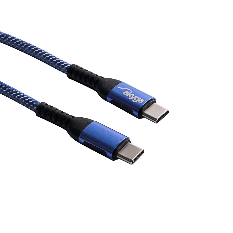 Akyga AK-USB-36 geflochtenes USB-C-auf-USB-C-Kabel, USB 2.0, 100 W, 0,5 m, Blau