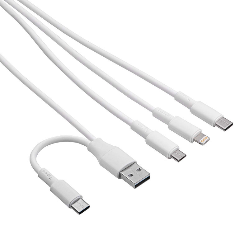 Akyga AK-USB-52 USB-Kabel USB-A + USB-C auf Micro-USB + USB-C + Lightning, 1,2 m