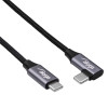 Akyga AK-USB-53 geflochtenes USB-C-auf-USB-C-Kabel mit gewinkeltem Stecker, USB 2.0, 60 W, 0,3 m, Schwarz