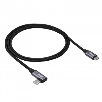 Akyga AK-USB-54 geflochtenes USB-C-auf-USB-C-Kabel mit gewinkeltem Stecker, USB 2.0, 60 W, 1 m, Schwarz