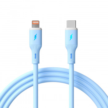 Akyga AK-USB-72 USB-C-auf-Lightning-Silikonkabel, USB 2.0, 30 W, 1 m, Blau