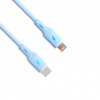 Akyga AK-USB-72 USB-C-auf-Lightning-Silikonkabel, USB 2.0, 30 W, 1 m, Blau