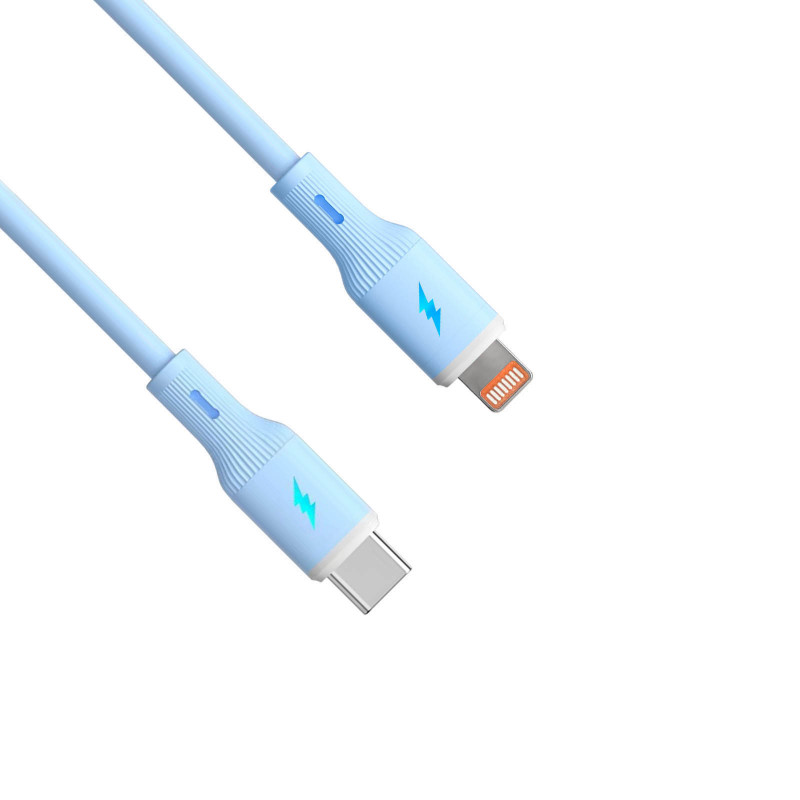 Akyga AK-USB-72 USB-C-auf-Lightning-Silikonkabel, USB 2.0, 30 W, 1 m, Blau