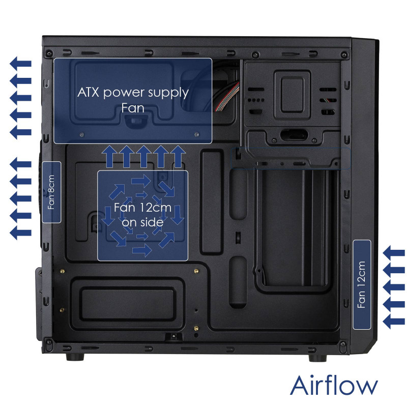 Akyga AK17BK Micro-ATX-Tower-Gehäuse, 2x USB 3.0, ohne Netzteil, Schwarz