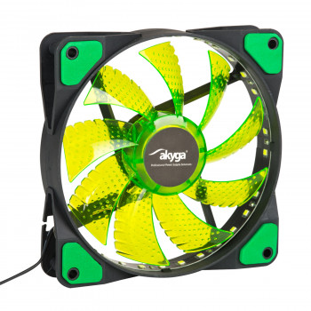 Akyga AW-12E-BG 120 mm Gehäuselüfter, 33 grüne LEDs, Molex, Schwarz