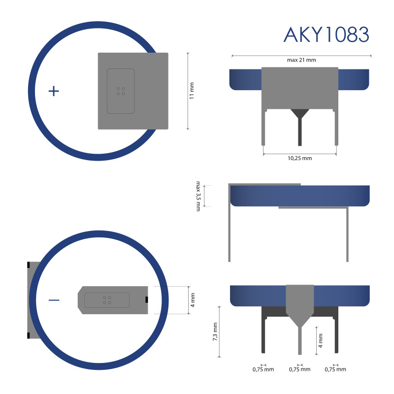Akyga AKY1083 CR2032 HP3CL Lithium-Batterie 3 V 210 mAh mit 3 Pins, 17,8 mm Rastermaß (THT)
