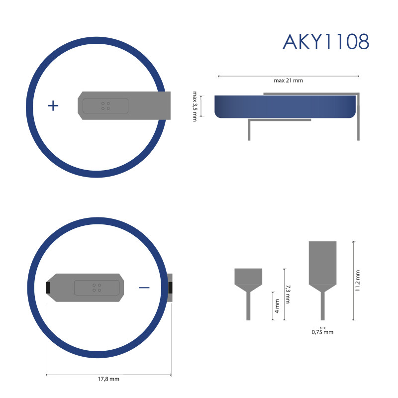 Akyga AKY1108 CR2032 HP2C Lithium-Batterie 3 V 210 mAh mit 2 Pins, 17,8 mm Rastermaß (THT)