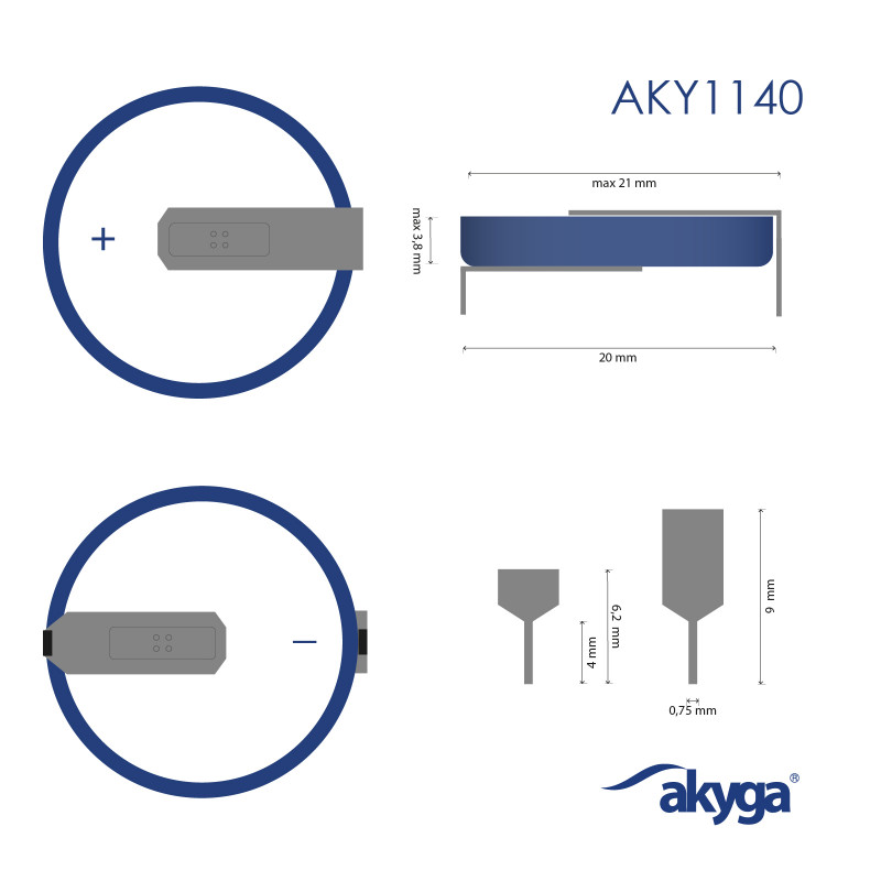 Akyga AKY1140 CR2032 HP2D Lithium-Batterie 3 V 210 mAh mit 2 Pins, 20 mm Rastermaß