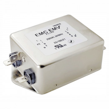 Akyga EN2030-20-F einphasiger EMV-Netzfilter 20 A, 120–250 V AC, 50/60 Hz, 6,3-mm-Anschlüsse