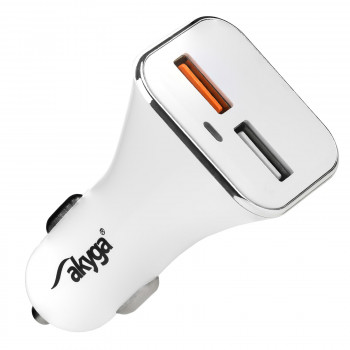 Auto-Ladegerät 12/24V Akyga AK-CH-08 18W 2x USB-A Quick Charge 3.0 5-12V / 1.5-3A weiß