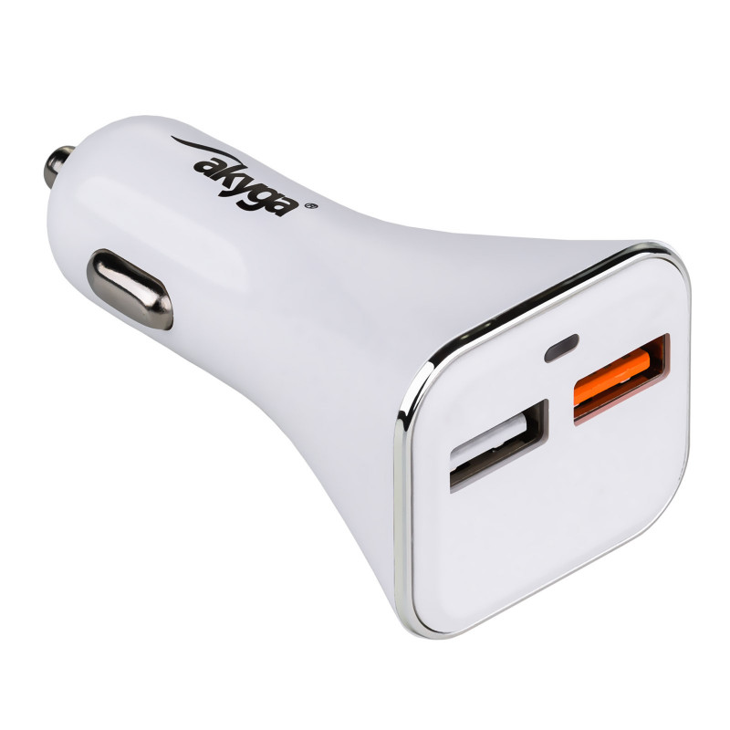 Auto-Ladegerät 12/24V Akyga AK-CH-08 18W 2x USB-A Quick Charge 3.0 5-12V / 1.5-3A weiß