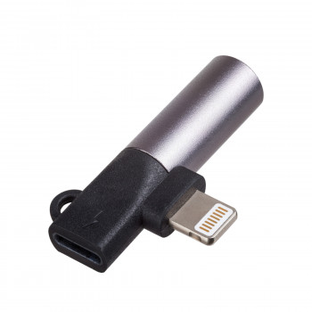 Akyga AK-AD-63 Adapter Lightning (m) auf Lightning (f) + 3,5-mm-Klinkenbuchse (f), schwarz