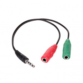 Akyga AK-AV-08 Mini-Klinke (M) auf 2x Mini-Klinke (F) Audio-Splitter-Kabel, 15 cm, Schwarz