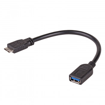 Akyga AK-AD-30 OTG-Adapterkabel USB-A 3.0 (Buchse) auf Micro-USB 3.0 (Stecker), 15 cm, Schwarz
