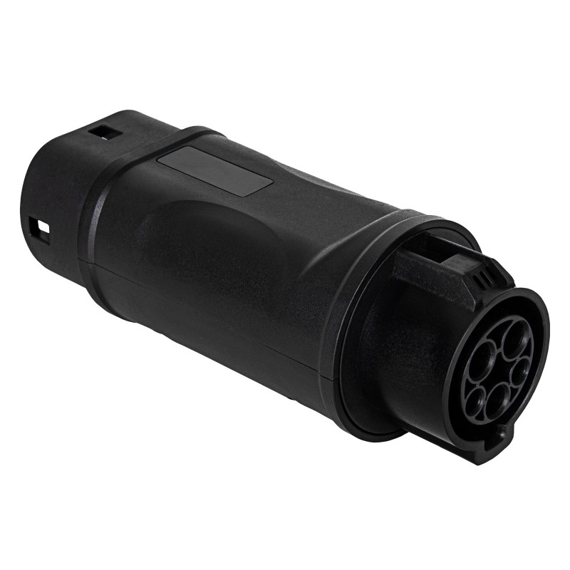 Akyga AK-SC-E09 Ladeadapter für Elektrofahrzeuge Typ 1 (J1772) Buchse auf Typ 2 (IEC 62196-2) Stecker, 1-phasig, 32 A, Schwarz