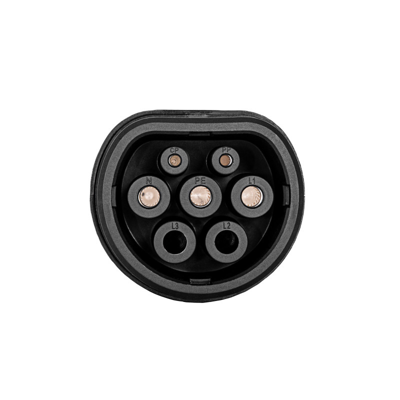 Akyga AK-SC-E09 Ladeadapter für Elektrofahrzeuge Typ 1 (J1772) Buchse auf Typ 2 (IEC 62196-2) Stecker, 1-phasig, 32 A, Schwarz