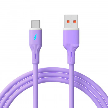 Akyga AK-USB-65 USB-Kabel USB-A (m) / USB-C (m), USB 2.0, 18W, 1 m, lila, Silikon