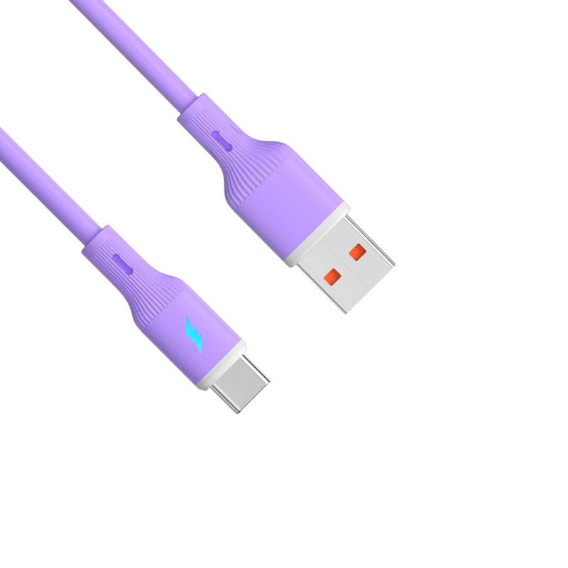 Akyga AK-USB-65 USB-Kabel USB-A (m) / USB-C (m), USB 2.0, 18W, 1 m, lila, Silikon
