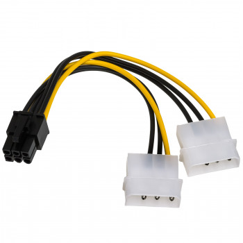 Akyga AK-CA-13 2x Molex (M) auf PCIe 6-Pin (F) Stromadapterkabel, 15 cm