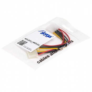 Akyga AK-CA-15 Molex (M) auf 2x Molex (F) Stromverteilerkabel, 15 cm