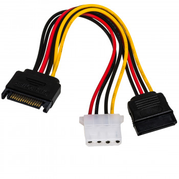 Akyga AK-CA-32 Stromverteiler-Kabel SATA (Stecker) auf SATA (Buchse) + Molex (Buchse), 2x 15 cm