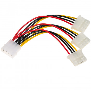 Akyga AK-CA-40 Molex-Stromverteiler-Kabel, Molex (Stecker) auf 3x Molex (Buchse), 3x 15 cm